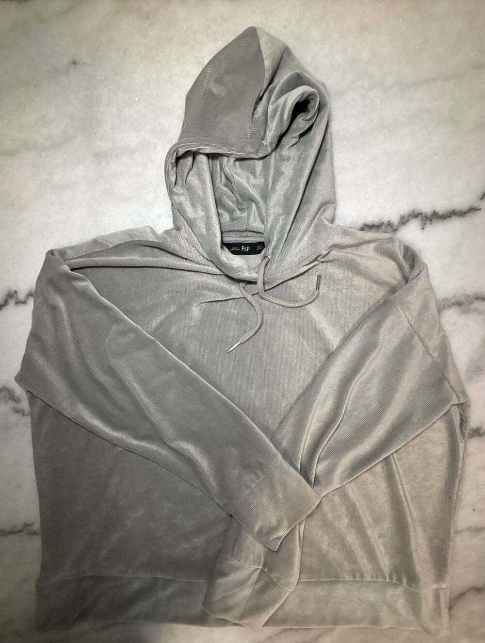 F&F Velour Hoodie Size 12 Grey Pullover with matching Pants size 16